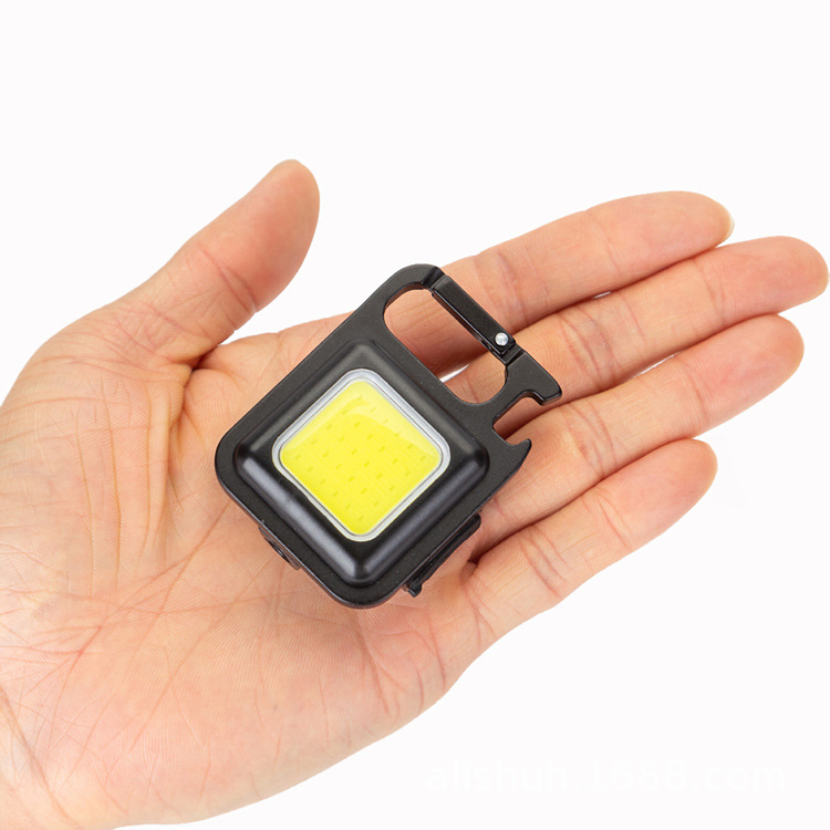 Mini COB Móc khóa Đèn pin USB 4 Chế độ sạc Đèn pha khẩn cấp đa chức năng