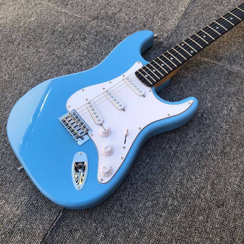 Sky blue ST electric guitar,21 frets rosewood fingerboard,SSS pickup,Alder wood body Malaysia