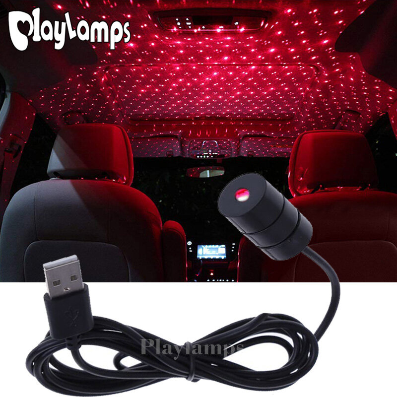 Car USB Star Light Starry Sky Projection Decor Lamp Roof  Atmosphere Ambient Light Interior Decorative Lamp