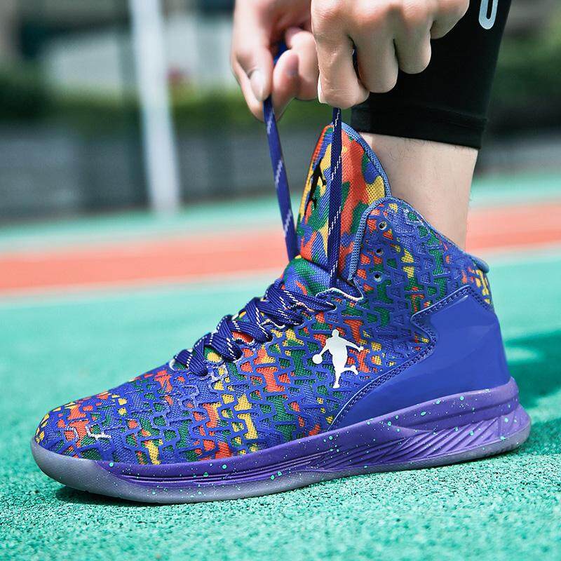 ขนาดพิเศษ High - Top รองเท้าบาสเก็ตบอลสำหรับผู้ชายสไตล์ใหม่ Breathable รองเท้ากีฬาสำหรับทุกเพศผู้หญิงชายรองเท้าบาสเก็ตบอลรองเท้ากีฬาน้ำหนักเบา
