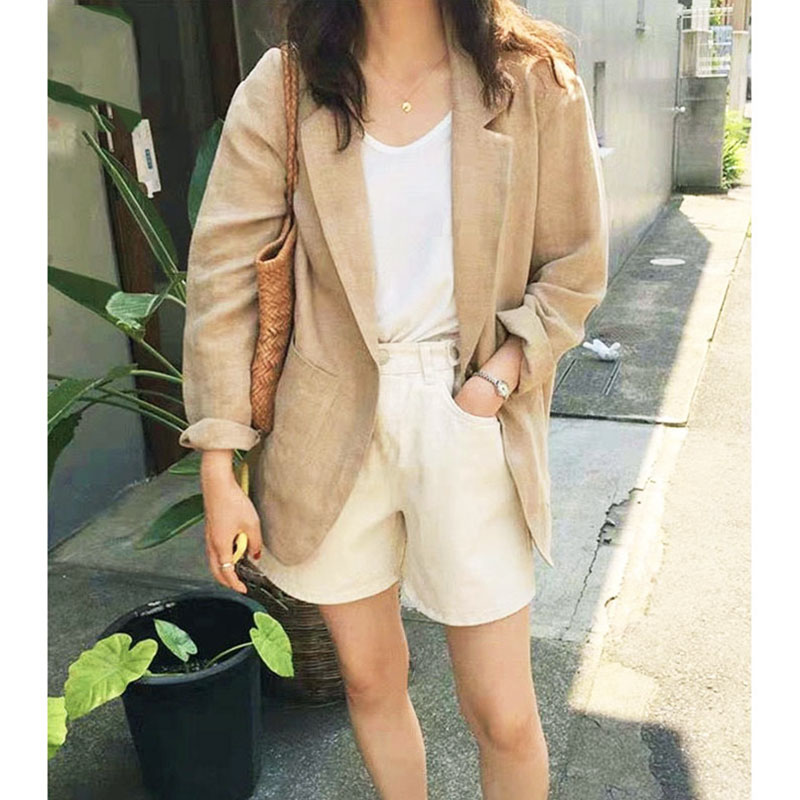 CHICCHIC [Premium Quality] Women's Linen Blazer Breathable Jacket