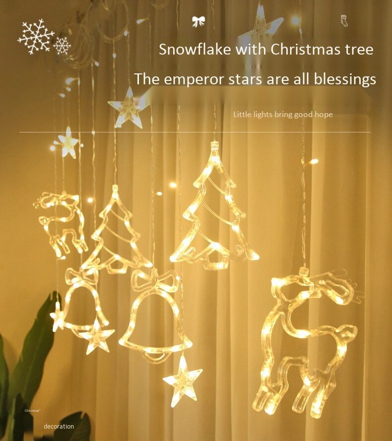 【Lightingeverthing】Christmas Led String Ánh Sáng, Đèn Chùm Cốc Hút Cửa Sổ Chạy Bằng Pin, Đèn Trang Trí Tiệc Giáng Sinh Sáng Tạo Chuỗi Cảnh Đèn Bố Trí
