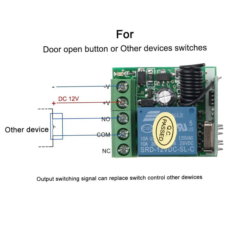 KEBIDU Công Tắc Điều Khiển Từ Xa Không Dây DC 12V 1CH 433 MHz Mô Đun Máy Thu 433 Mhz Để Học Mã Máy Phát Từ Xa