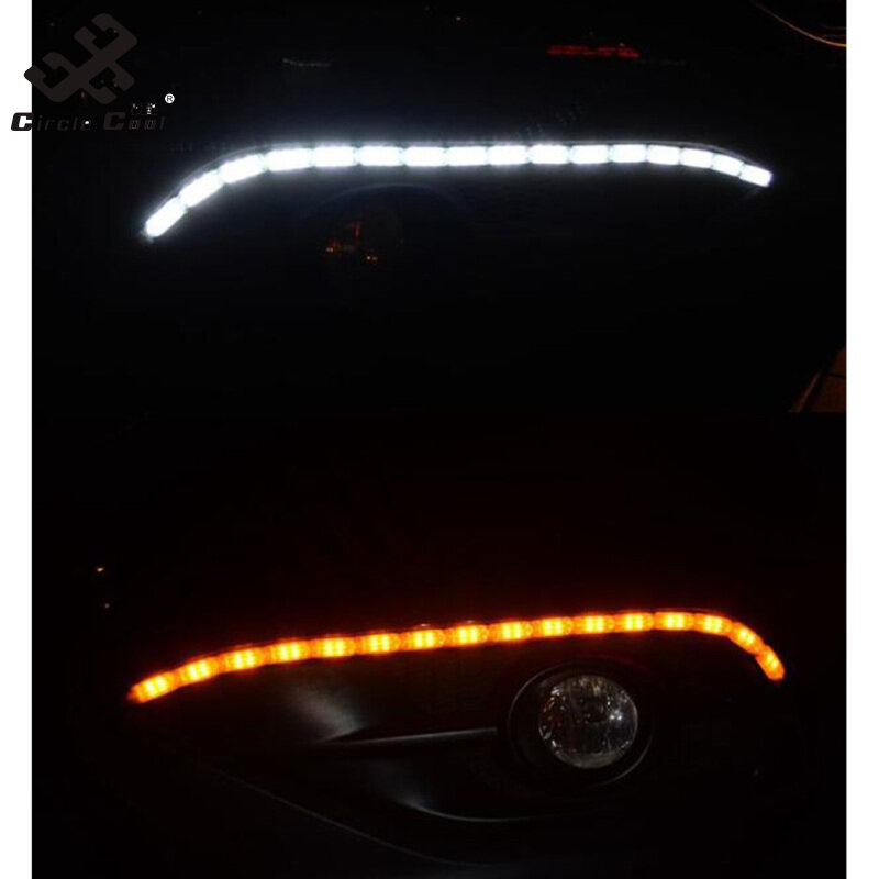 Circle Cool 2pcs Flexible LED Strip Light DRL Daytime Running Light Waterproof Sequential Flow Headlight Runners Corner Turn Signal DRL
