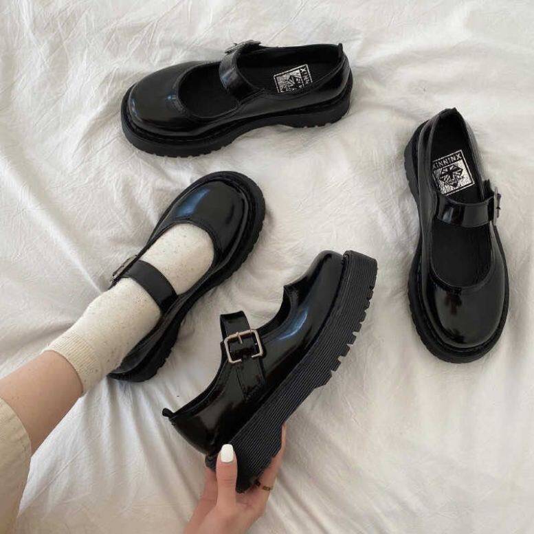 Aurora. An, giày đế bằng nữ, giày da nhỏ Mary Jane Nhật Bản JK, nữ sinh viên, phiên bản Hàn Quốc, phong cách retro Hoang Dã của Anh giá rẻ