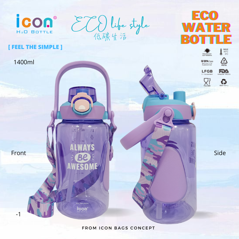 ICON 1400 ml Tumbler Large Volume Water Bottle with Handle BPA free Two