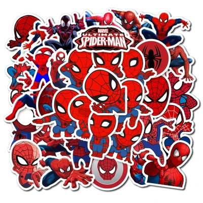 35Pcs/Lot Marvel Anime Classic Stickers Toy For Skateboard Laptop Luggage Decal Waterproof Funny Spiderman Stickers For kids