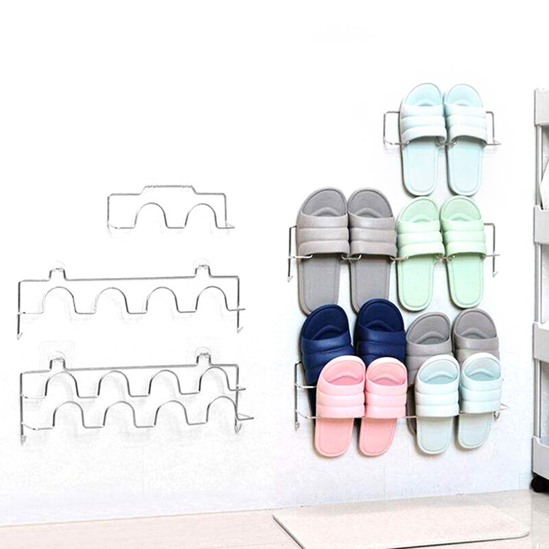 Lofow Wall Mounted Slipper Storage Rack Hanging Shelf Shoes Organizer Holder Hook