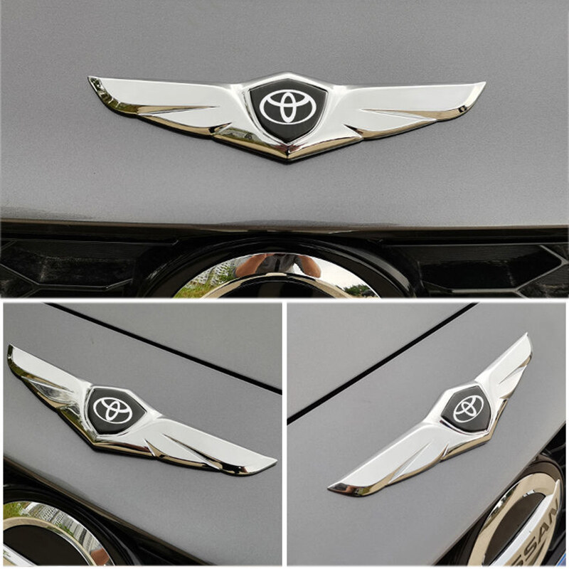 1 Piece 3D Chrome Metal Car Front Hood Emblem Sticker Modified Auto Rear Trunk Badge Tail Decals Accessories for Toyota Camry Corolla Yaris Innova Rav4 Fortuner Hilux Tundra 4runner