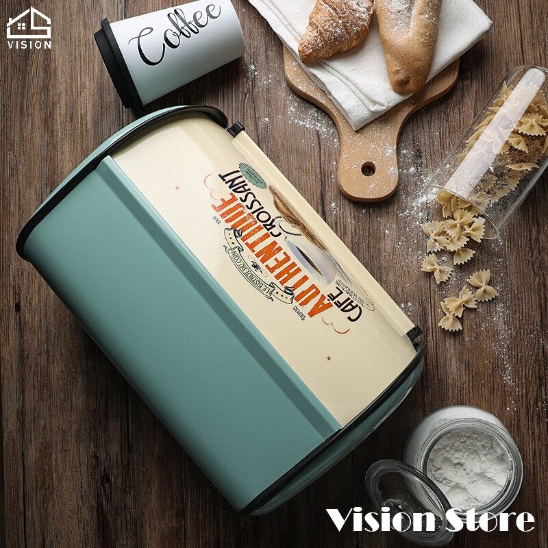 Hộp Đựng Bánh Mì Cổ Điển Tầm Nhìn, Hộp Đựng Bánh Mì Lật Cổ Điển Nông Thôn Hộp Đựng Bánh Mì Nhà Bếp Có Nắp Cuộn Hộp Đựng Đồ Ăn Nhẹ Bánh Quy Để Bàn Chống Bụi