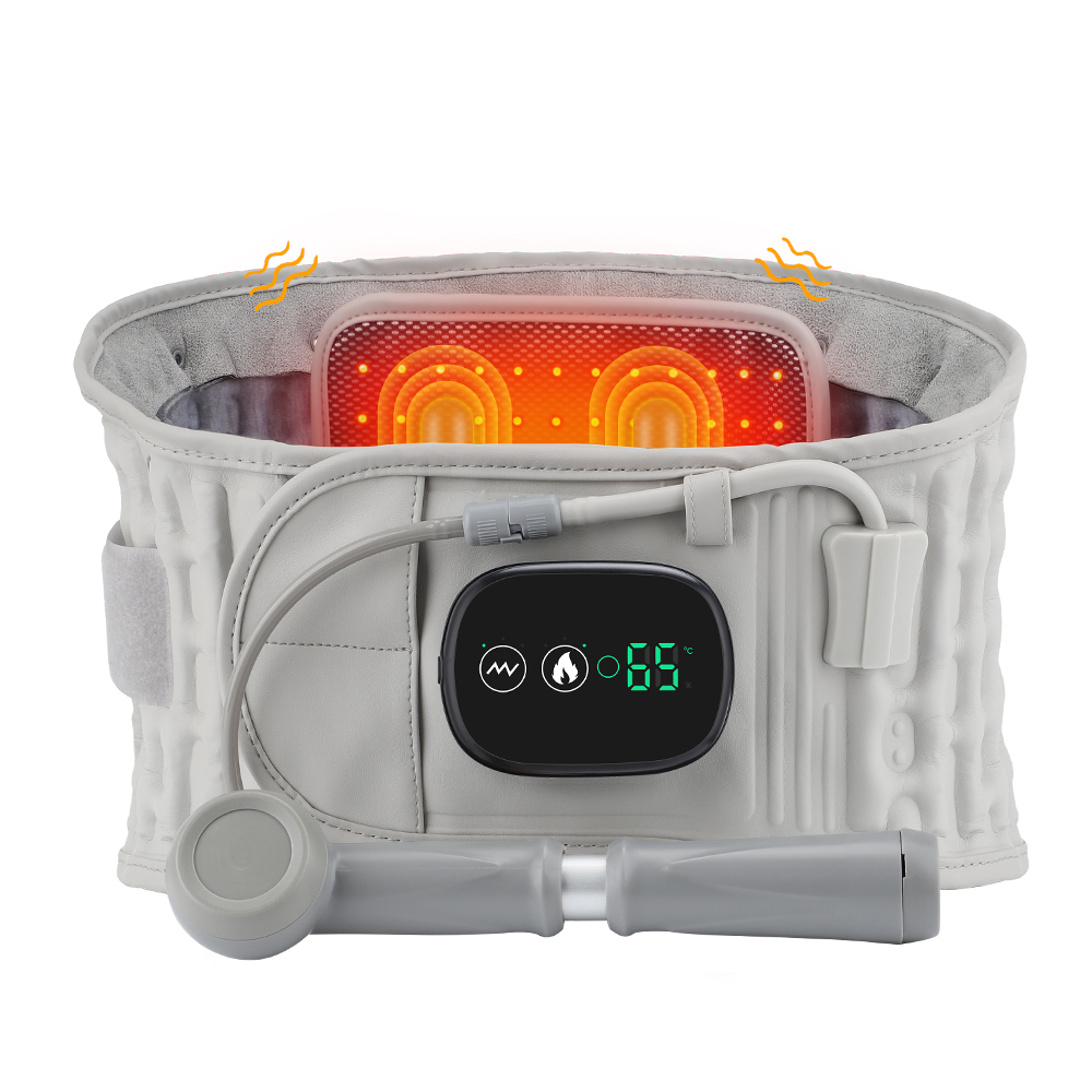 Inflate Lumbar Back Support Hot Compress Lumbar Spin Decompression Traction Wireless Red Light Heating Vibrating Rechargeable Stenosis Sciatica Period Cramp