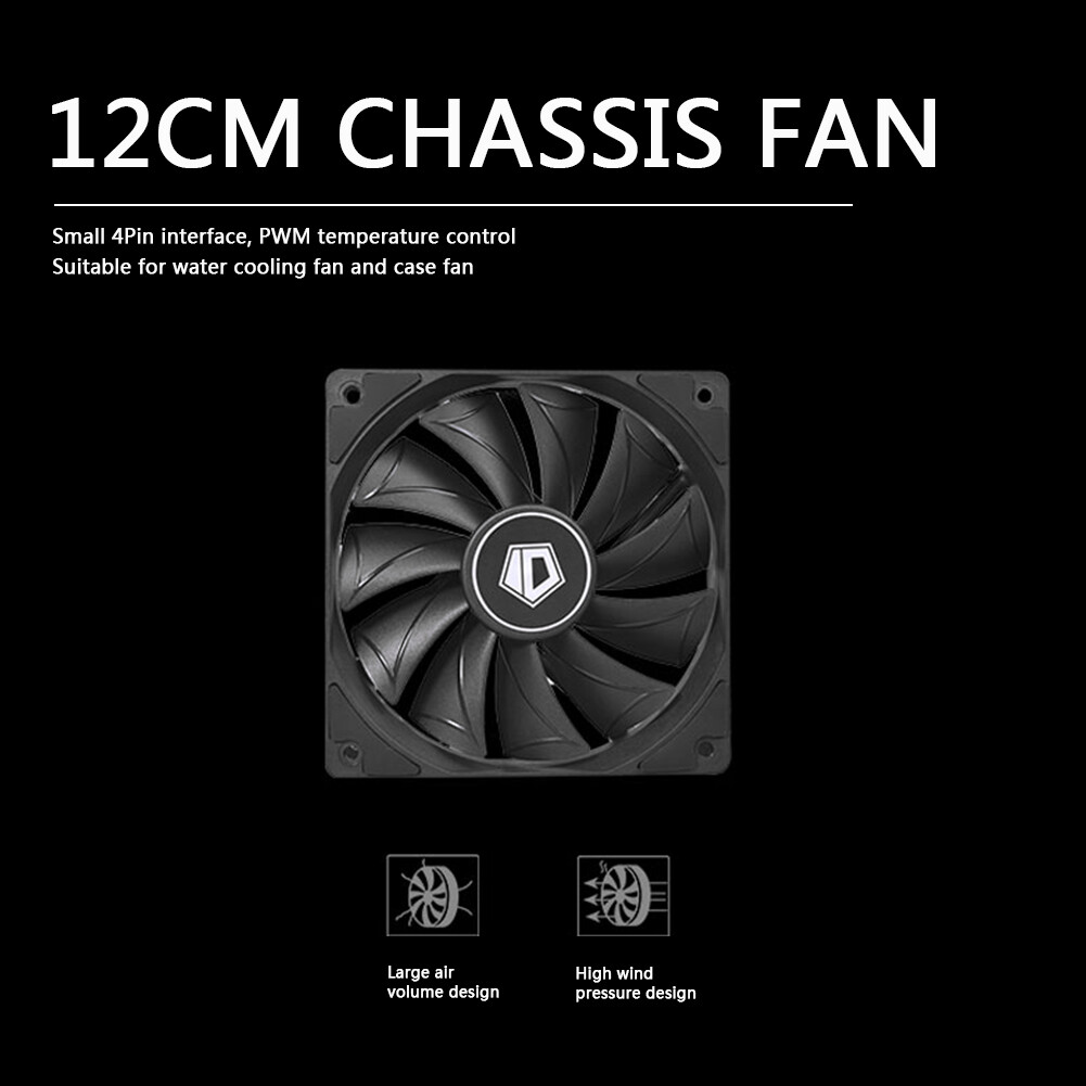 Quạt Làm Mát Khung Gầm Máy Tính Để Bàn 4 Chân 120Mm ID-COOLING, Vỏ Máy Tính PC Quạt Làm Mát PWM