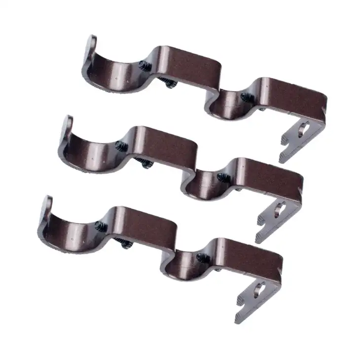 Loviver 3pcs Double Curtain Rod Wall Bracket Holder Attachment For