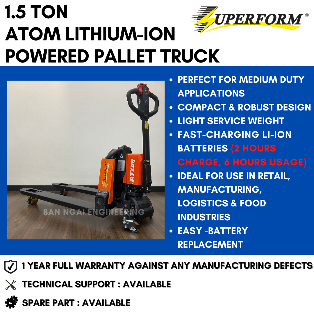 SUPERFORM 1.5 Ton ATOM Lithiumion Powered Pallet Truck Full Electric