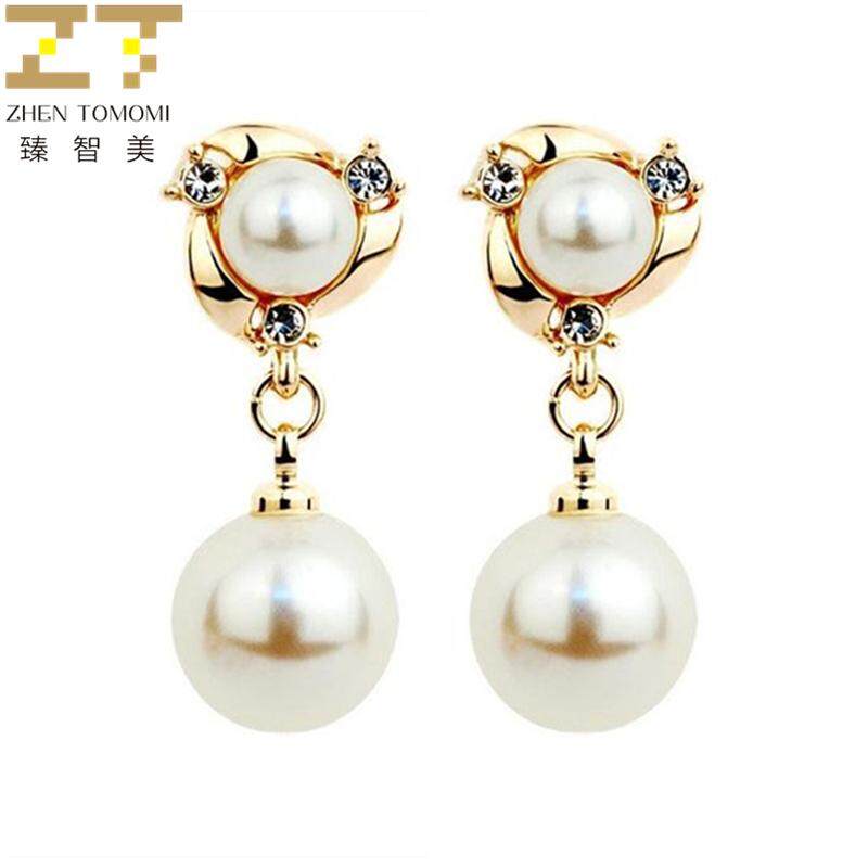 2019 Penjualan Terlaris Orecchini Laporan Anting-Anting Permata Brincos Modis Korea Simulasi Mutiara Kristal Anting Bulat untuk Wanita Perhiasan