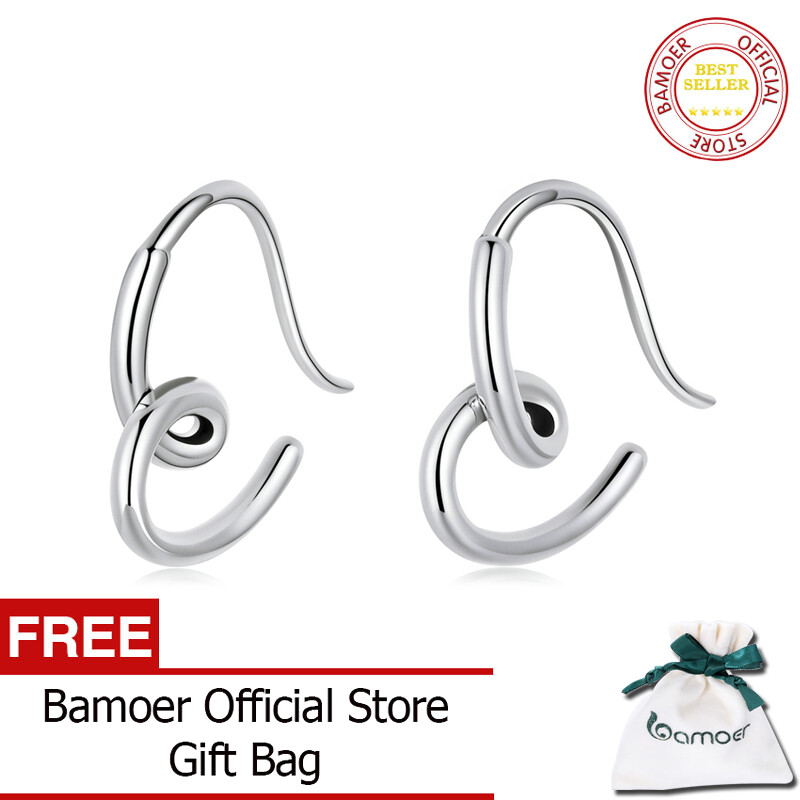 Bamoer 925 sterling silver simple heart ear studs earrings for women fashion jewelry gift sce1333