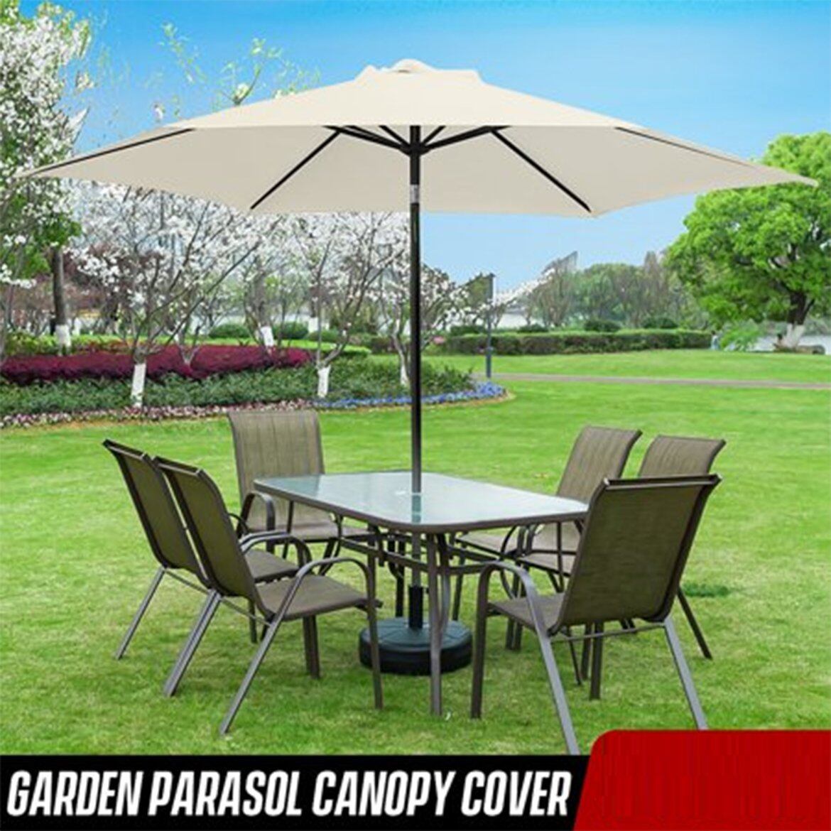 [GOODSHOP] 2m/2.7m Garden Patio Block The Sun 6 Bones/8 Bones Waterproof Big Umbrella Outdoor Beach Table Umbrella Parasol Anti-UV Cover Accessories