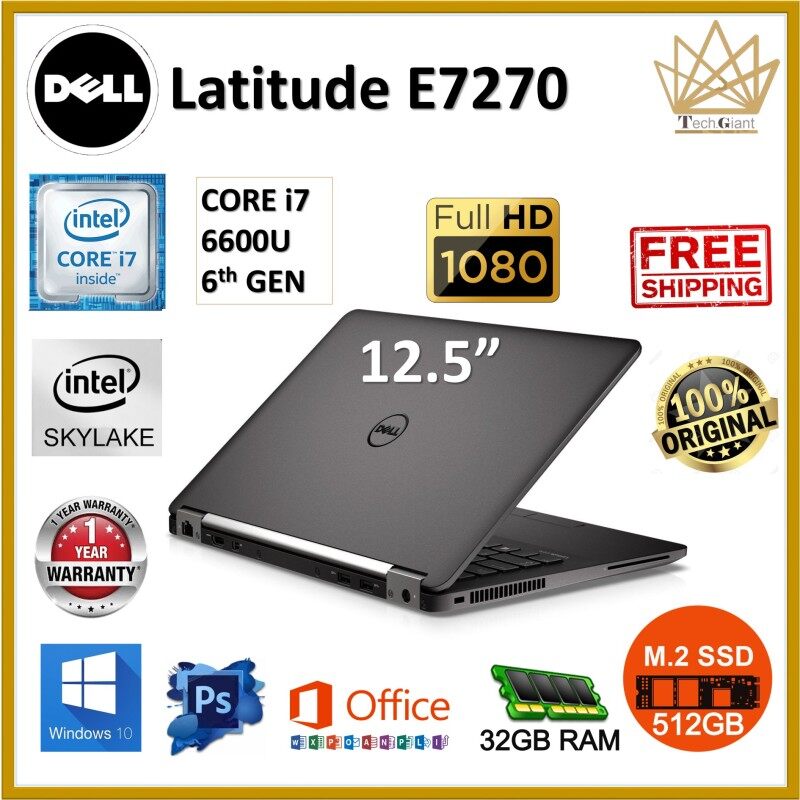 (HIGH SPEC) DELL E7270 CORE i7 (6TH GEN) 12.5 FHD / 32GB RAM / 512GB M.2 SSD / 12.5 inch FULL HD SCREEN / WINDOWS 10 PRO / REFURBISHED NOTEBOOK / DELL LATITUDE E7270 Malaysia