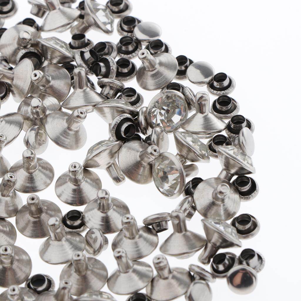 Blesiya 100pcs Snap Button Rivets Leather Craft for Garment Accessories Silver