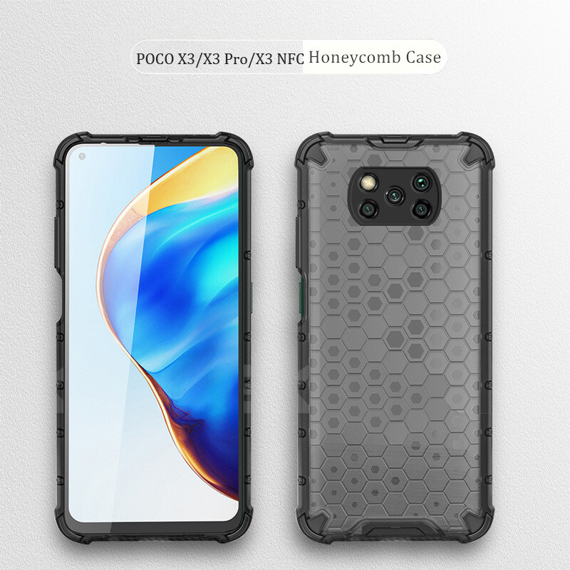 Phone case for xiaomi poco x3/poco x3 nfc/poco x3 pro shockproof casing honeycomb heat dissipation back cover
