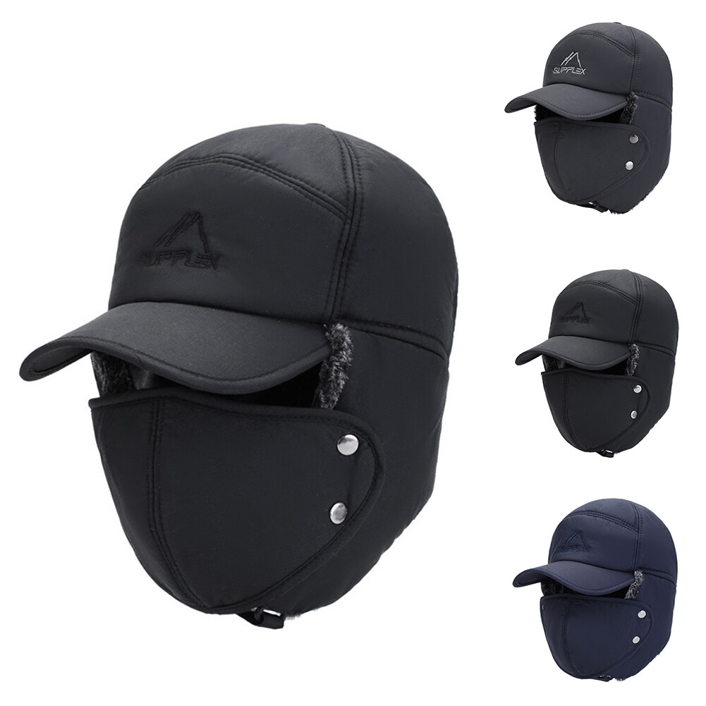 Winter Men Windproof Hat Warm Full Face Detachable Mask Outdoor Baseball Cap