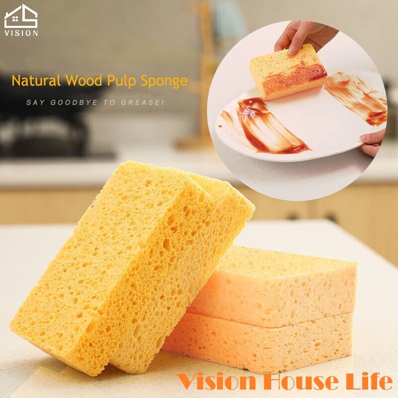Vision Wood Pulp Cotton Sponge Wiping Cloth Dishwashing Cleaning Sponge Magic Wiping Pot Kitchen Decontamination And Water Absorption Artifact Cleaning Cloth
