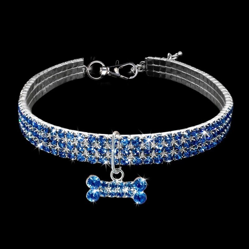 3 Màu Sắc Rhinestone Stretch Vòng Cổ Dây Đeo Cổ Thú Cưng Dây Dắt Chó Pha Lê Phụ Kiện Cổ Áo Cho Chó Mèo Phụ Kiện Cho Thú Cưng
