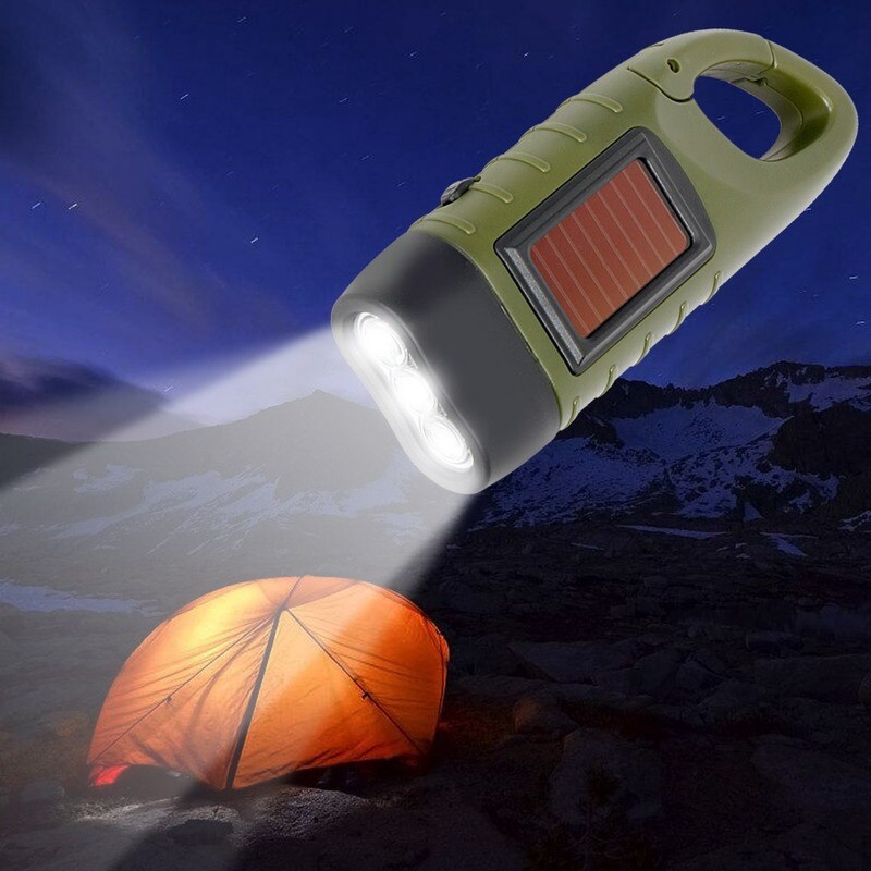 3 LED Flashlight, outdoor solar flashlight, hand power generation flashlight, Use solar panel power, 0.5W