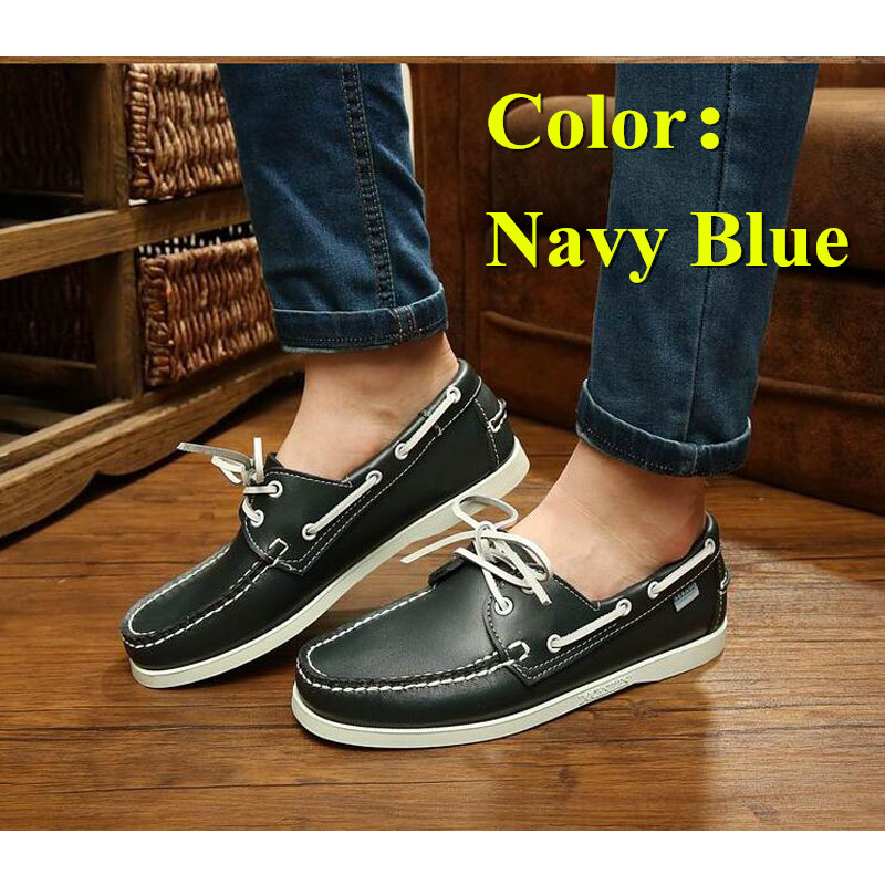 Men Genuine Leather Driving Shoes,Docksides Classic Boat Shoe,Brand Design Flats Loafers For Homme Femme Women 2019A056