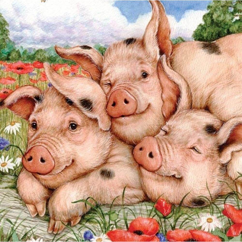 5D DIY Full Drill Diamond Painting Pink Pig Cross Stitch Embroidery Craft
