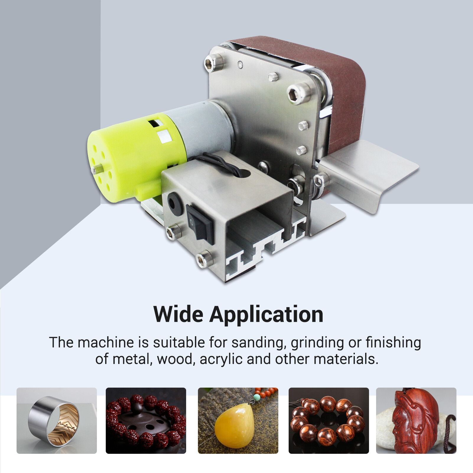 Smart Sensor Mini Belt Sander Electric Sanding Polishing Grinding Machine 7 Variable Speed with 10 Sanding Belts for Polishing Wood Acrylic Metal