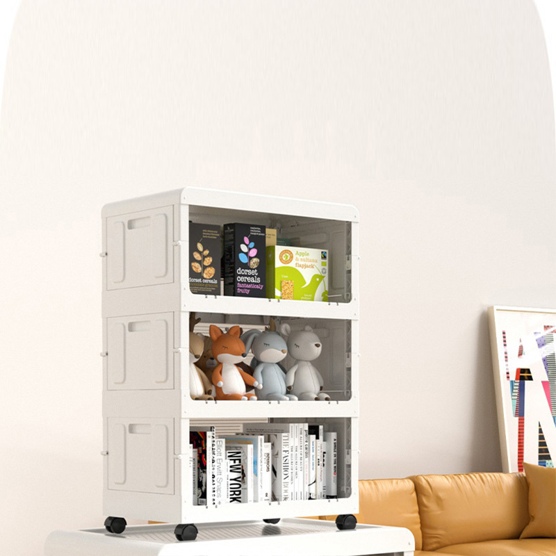 JJT foldable storage cupboard storage cabinet multipurpose shelf Kitchen cabinets, transparent doors, overturned shelves wide transparent cabinet Children's storage cabinet, toy storage cabinet Multi-layer transparent storage cabinet Multi-purpose cabinet