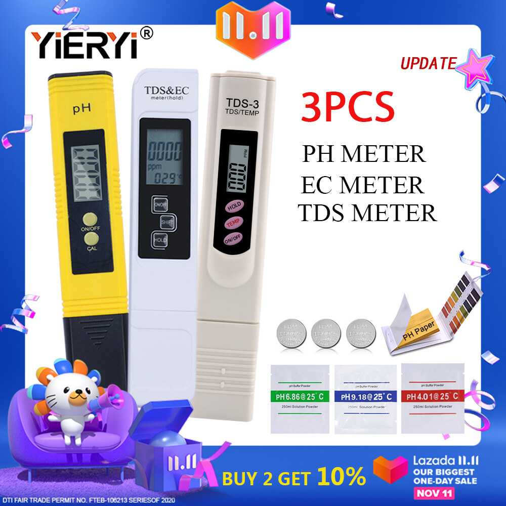 yieryi update 1pcs pH meter+1pcs TDS&TEMP Meter+1pcs TDS&EC Meter Water Quality Tester Pen