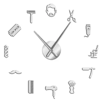 Framless Male Barber Shop Acrylic Simple 3d Diy Wall Clocks Hair