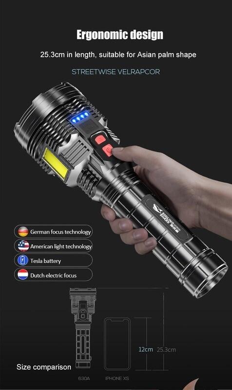 Đèn pin siêu sáng xách tay siêu sáng đèn pin mạnh mẽ Ngọn Đuốc Đèn Pin LED Đèn pin USB có thể sạc được đèn Flash Bóng Led Đèn pin chống thấm nước cắm trại đèn công suất cao đèn pin LED 1000000 lumens touchlight