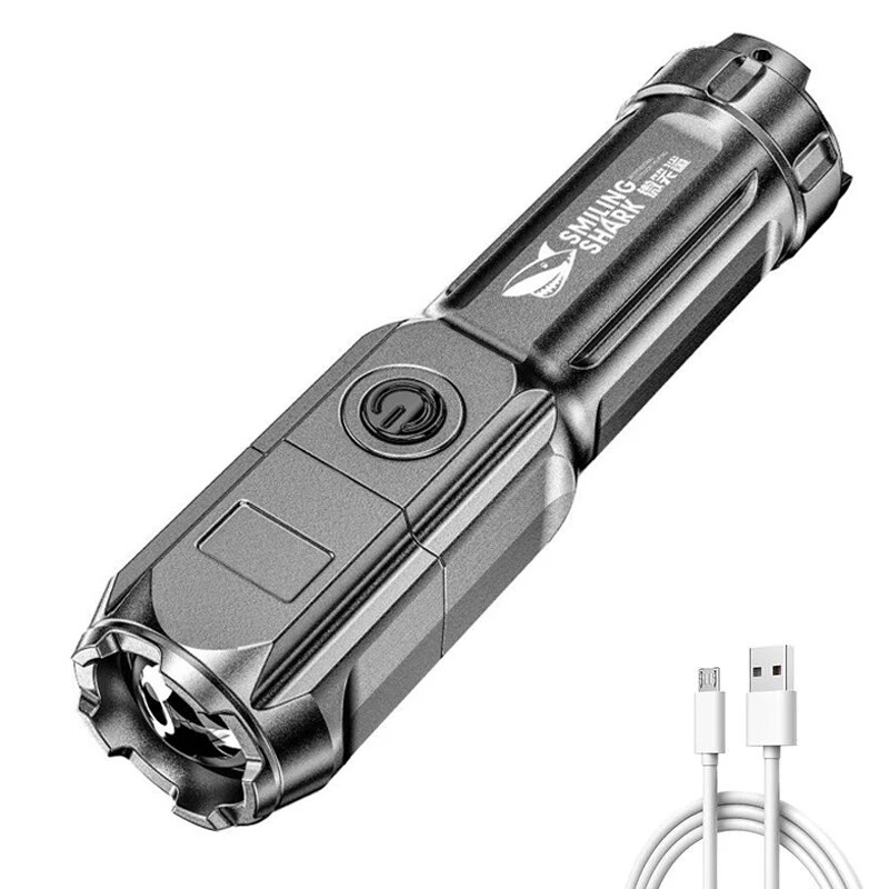 Ultra Bright Flashlight Tactical Torch USB Rechargeable Zoomable Flash Light Outdoor Camping Hiking Fishing Multi-function Torch