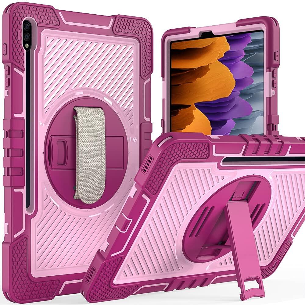 Protective Case for Samsung Tab S9 Plus 2023,360 Rotating Kickstand Shockproof Tablet Case with Pencil Holder/Hand Strap / Shoulder Strap for Galaxy Tab S9 FE Plus/Tab S8 Plus/S7 FE/S7 Plus 12.4 inch