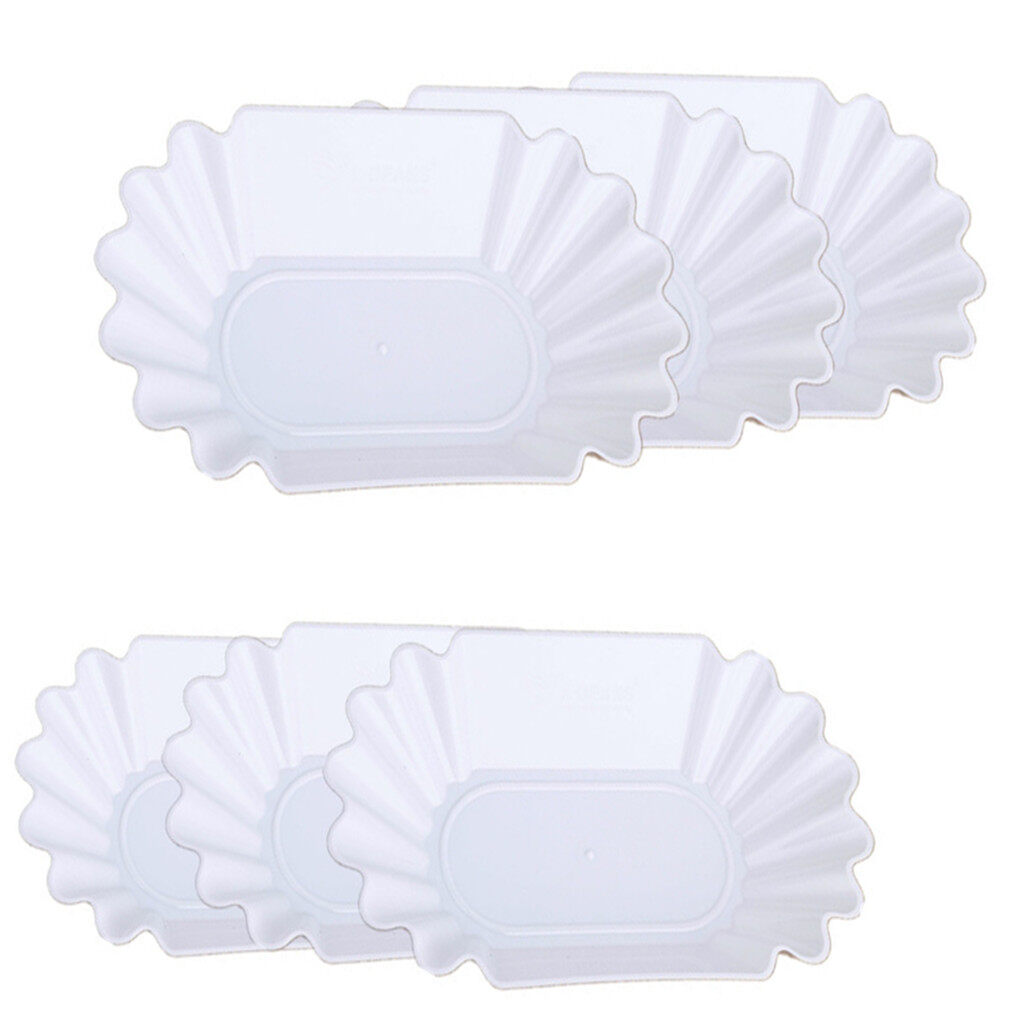 Baoblaze 6x Oval Plastic Plate Fruit Salad Snack Coffee Beans Tray White Serving Plate