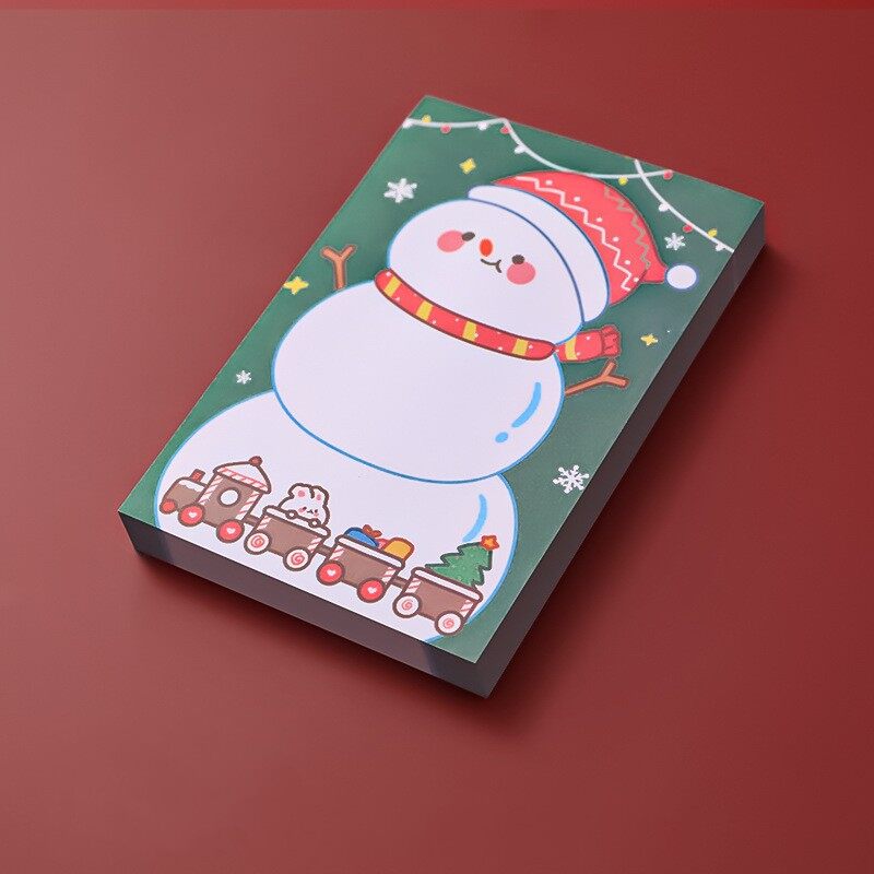 50 Sheets Christmas Cute Cartoon Santa Claus Snowman Pattern Post-it Notes Student Stickers Message Paper for Home Office School