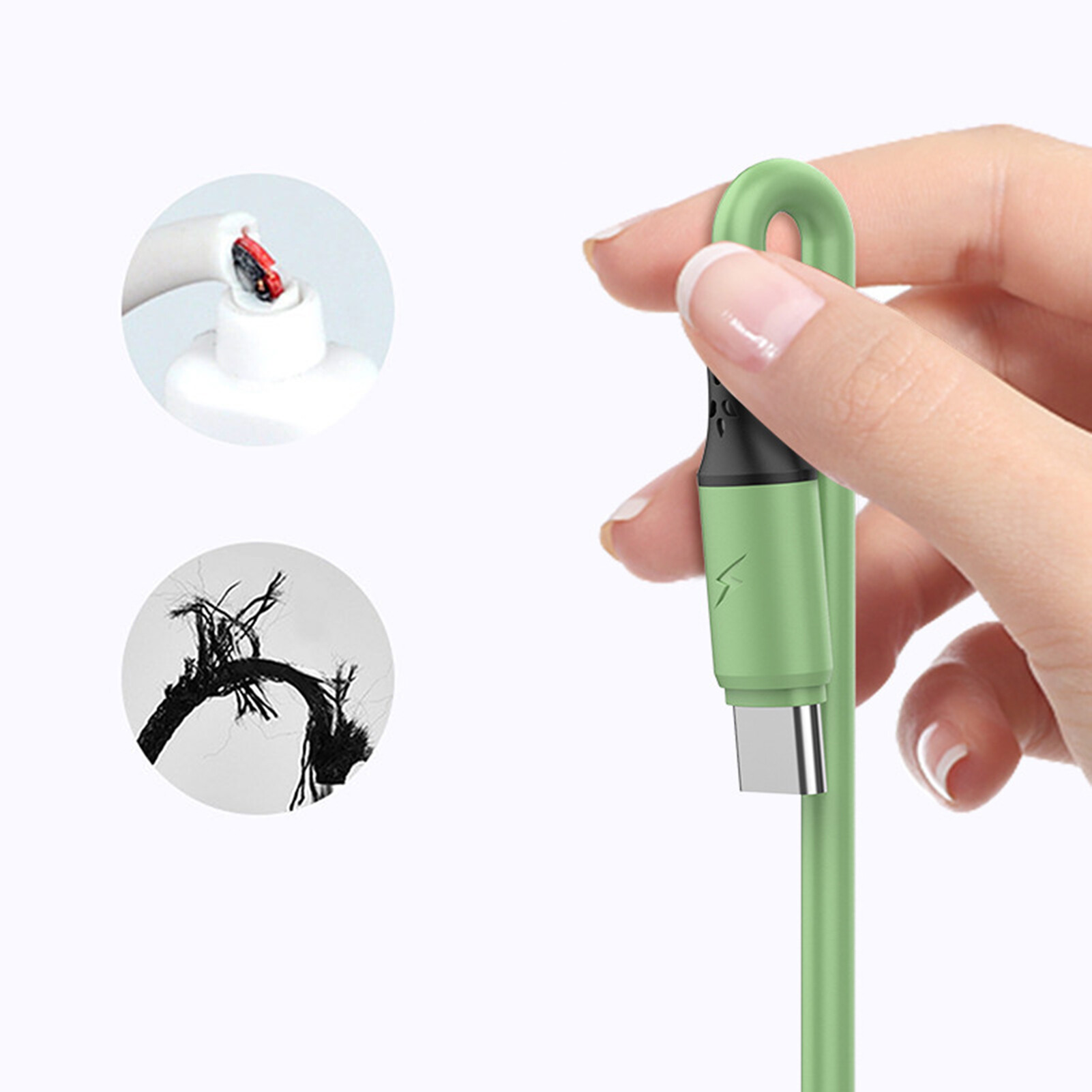 Data Cable Universal Fast Charging 3 in 1 Liquid Silicone 8-pin Micro USB Type-C Charging Cable for Office Data Cable Safe