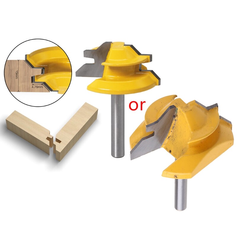 CARLD Bobf 45 Degree Miter Lock Tenon Milling Woodworking Router Bit 6mm Shank Drilling Cutter Tool