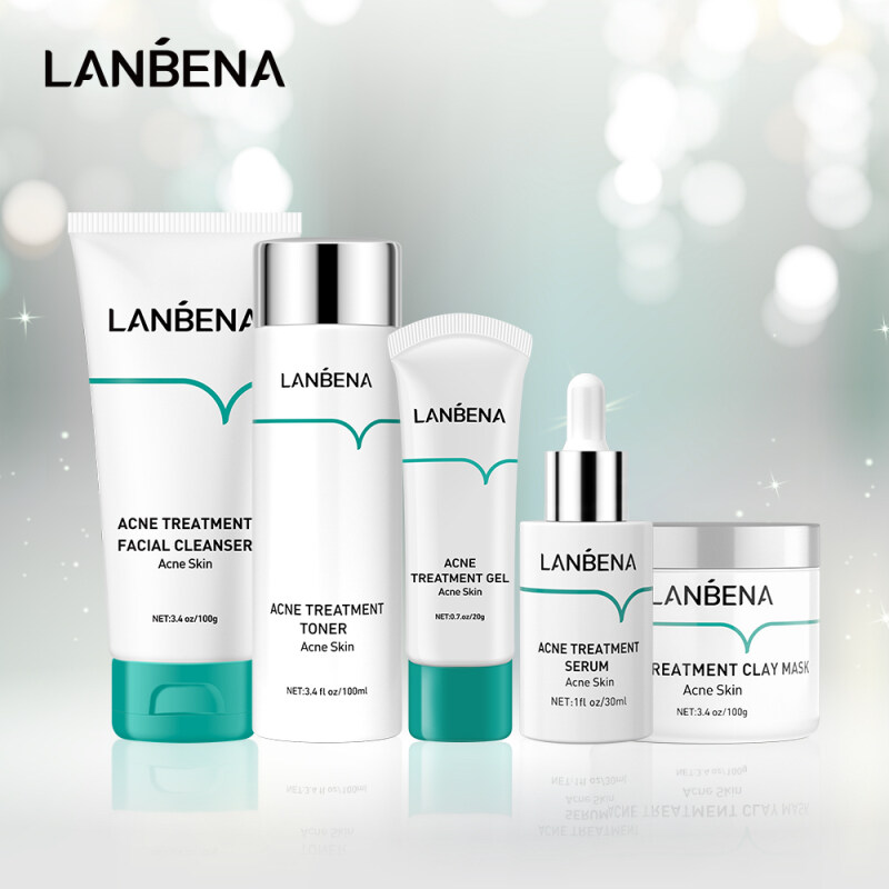 LANBENA Bộ trị mụn Nước hoa hồng trị sẹo mụn Oligopeptide Đất sét làm sạch da mụn Giảm dấu Thu nhỏ lỗ chân lông Serum trị mụn Sữa rửa mặt Chăm sóc hàng ngày 5 chiếc giá rẻ