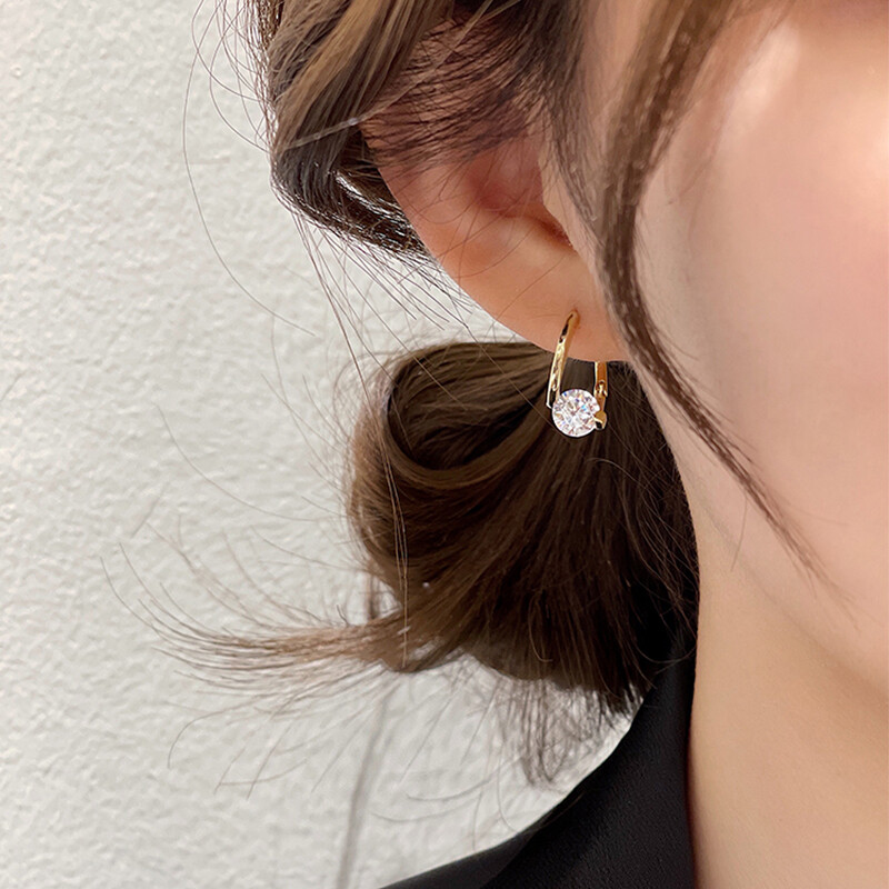 Frascati New Arrival Fashion Earrings Cute Sweet Crystal Trendy Geometric Exquisite Women Water Hoop Earrings Gifts