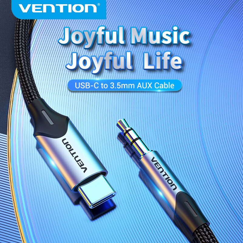 Vention Type C Audio Cable USB C Male To 3.5mm Male Aux Cable Jack HiFi Pure Sound Type C 3.5mm Jack Adapter For Speaker Car Earphone Cellphone HuaWei XiaoMi OPPO Tablet Audio Cable