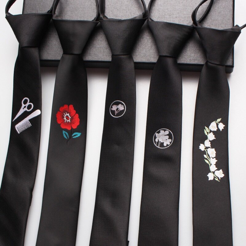 2022 Polyester Zipper Lazy Tie LOGO Printed Mark Tie