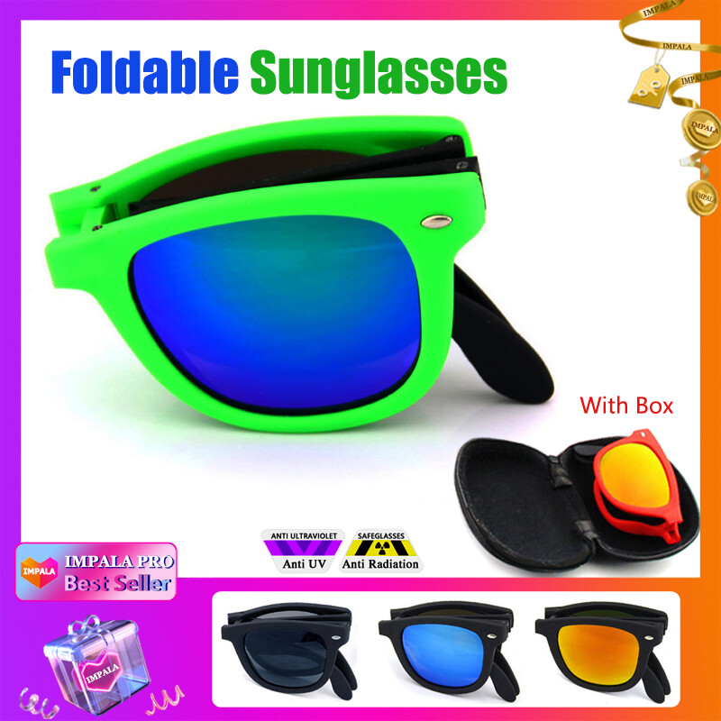 IMPALA QT116X Fashion Foldable Sunglasses for Men and Women UV Protection Anti Glare HD Lens Sun Glasses Men's Sunglasses  Women's Sunglasses Sports Eyewear with Mini box