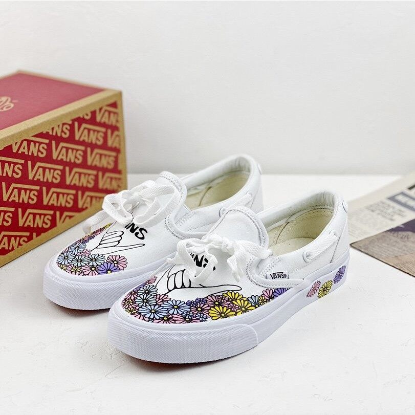 slip on vans with flowers