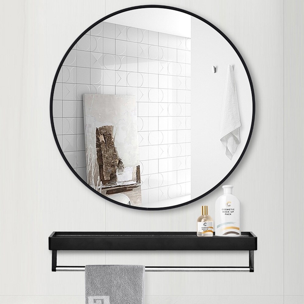 vanity mirror 60/50/40CM Bathroom Mirror with Towel Shelf Cermin Bilik