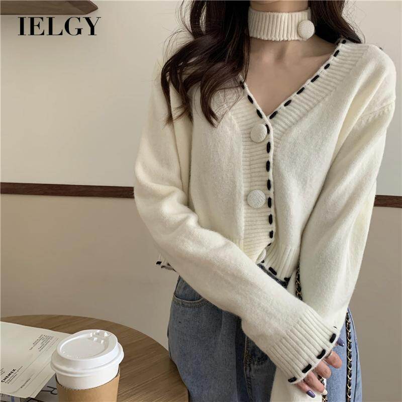 IELGY commuting Women's sweater loose purple casual fashion knitted sweater short pullover