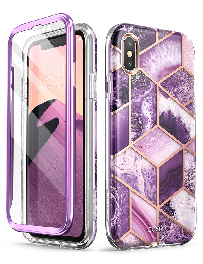 For iPhone Xs Max Casing i-Blason Full-Body Slim Stylish Glitter Bumper Case Cover with Screen Protector